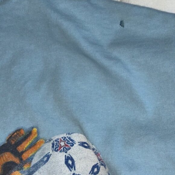 Vintage Grab a Snickers Don't Let Hunger Happen Beefy T Shirt XL Blue Soccer - Picture 7 of 7